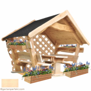 Gartenlaube COMFORT Vollausstattung - überdachte Gartenlaube komplett ausgestattet von Garten Perfekt