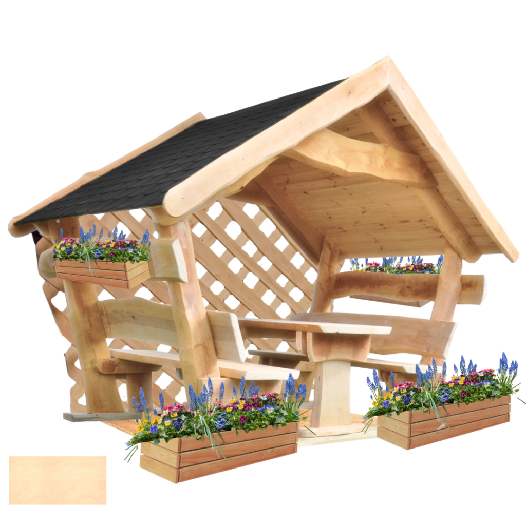 Gartenlaube COMFORT Vollausstattung - überdachte Gartenlaube komplett ausgestattet von Garten Perfekt