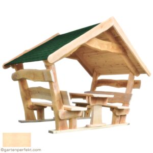 Gartenlaube aus Massivholz SMART – Gartengarnitur mit Überdachung
