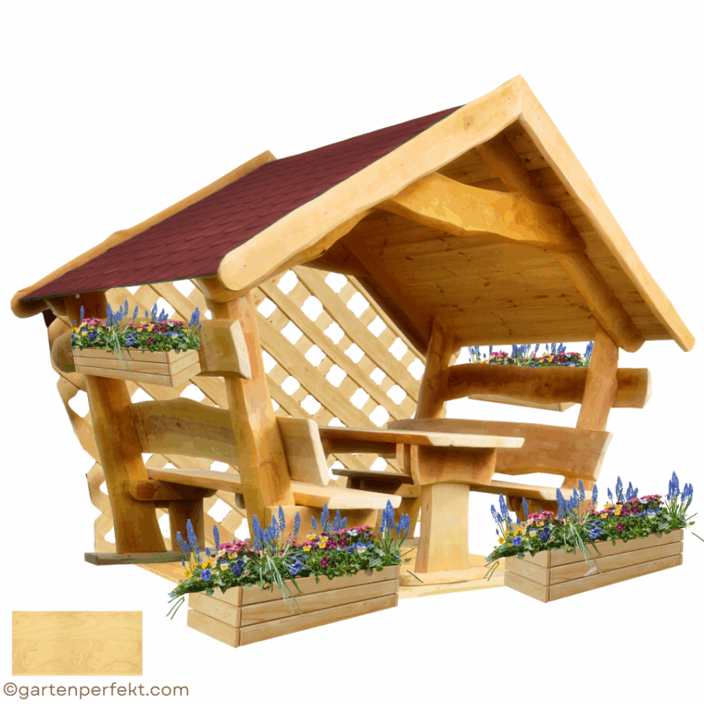 Gartenlaube SMART Vollausstattung mit Boden, Pflanzkasten und Gitterwand von Garten Perfekt