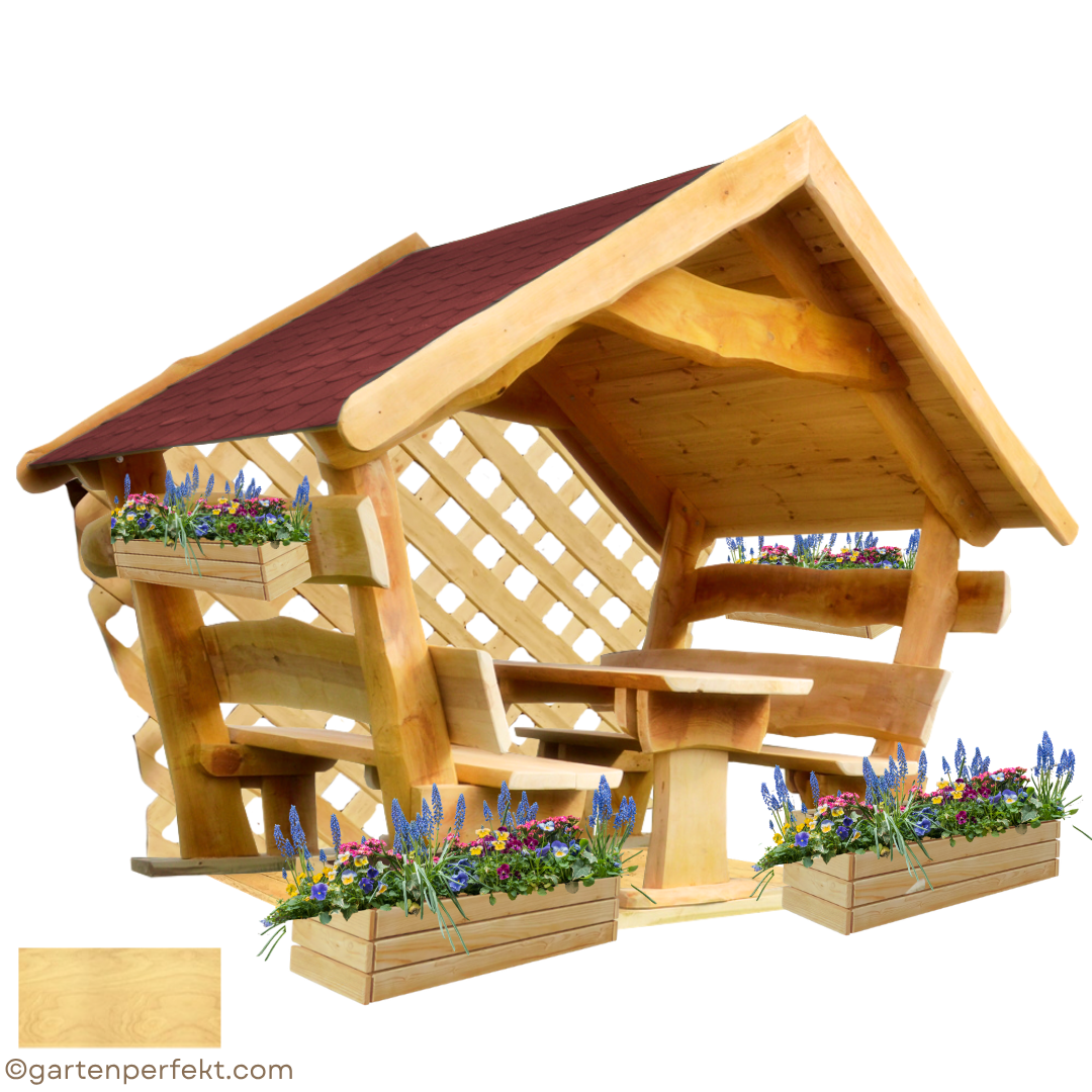 Gartenlaube SMART Vollausstattung – mit Boden, Pflanzkasten und Gitterwand
