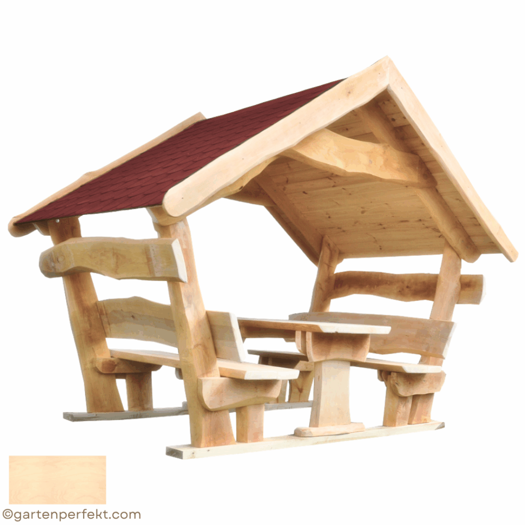 Gartenlaube MINI Klassik - überdachte Sitzgruppe kompakt aus Massivholz von Garten Perfekt