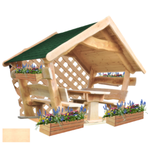 Gartenlaube MINI Vollausstattung - überdachte Sitzgruppe mit Zubehör konfigurierbar